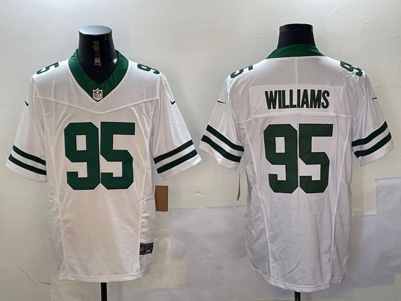Men New York Jets #95 Williams White Throwback three generations 2024 Nike Limited NFL Jersey style 1->new york jets->NFL Jersey